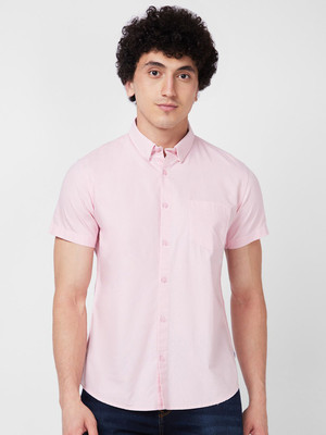 Spykar Men Solid Casual Pink Shirt