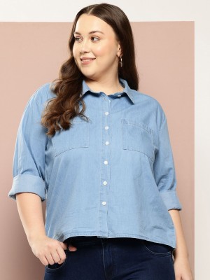 Sztori Women Solid Casual Blue Shirt