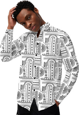 TANISHA FASHION Men Printed Casual White Shirt