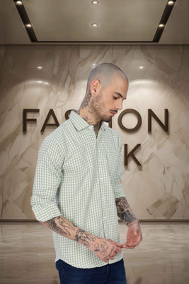Aarna Enterprise Men Self Design Casual Light Green Shirt