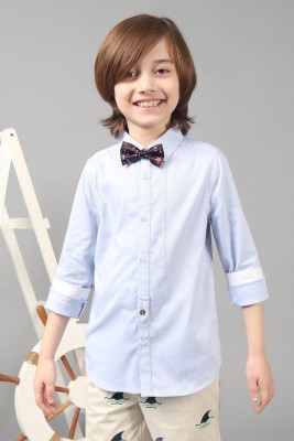 One Friday Baby Boys Solid Formal Blue Shirt