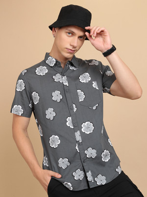 HIGHLANDER Men Printed Casual Grey Shirt