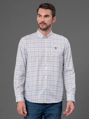 RED TAPE Men Checkered Casual Light Blue Shirt