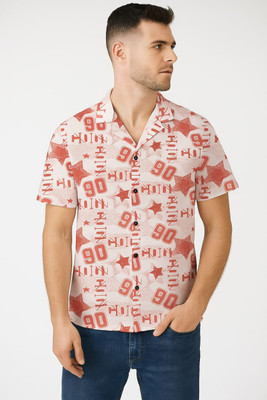 Dev Men Printed Casual White Shirt