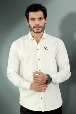 SHUBHFLAX Men Printed Formal White Shirt