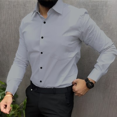 Vuon fab Men Solid Formal Grey Shirt