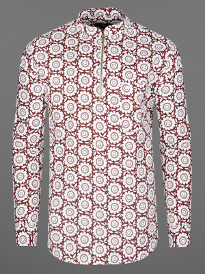 french crown Men Printed Casual Brown Shirt