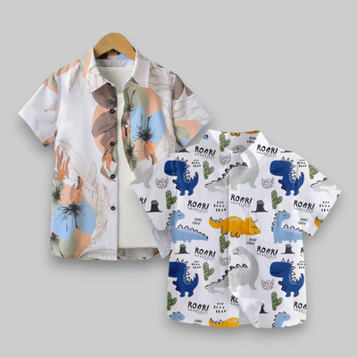 shinydots Boys Animal Print Casual Multicolor Shirt(Pack of 2)