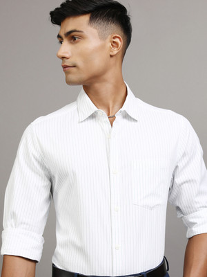 LOCOMOTIVE Men Striped Casual White Shirt