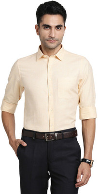 TURTLE Men Solid Formal Yellow Shirt