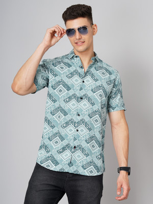 Paul Street Men Printed Casual Light Green, Dark Green, White Shirt