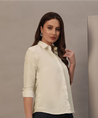 METRONAUT Women Solid Casual Cream Shirt