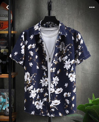 TatvamZone Men Printed Casual Blue Shirt