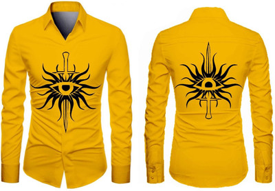 AviraEnterprise Men Printed Casual Yellow Shirt