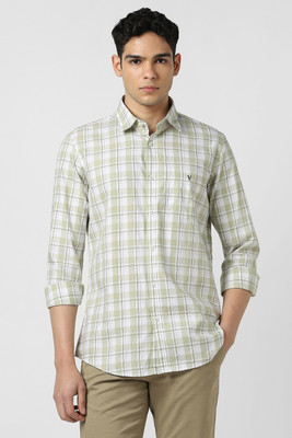 VAN HEUSEN Men Checkered Casual Green Shirt