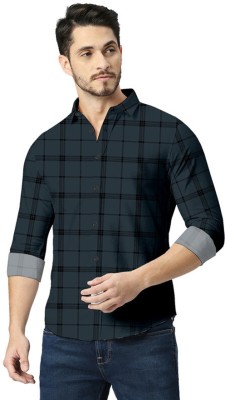 HASINI Fashion Men Printed Casual Dark Green Shirt