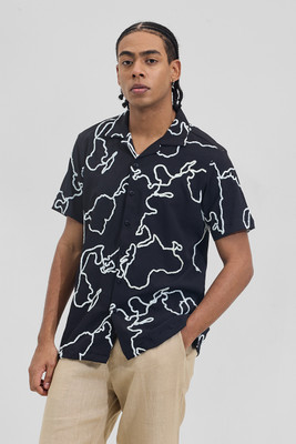 Snitch Men Printed Casual Black Shirt