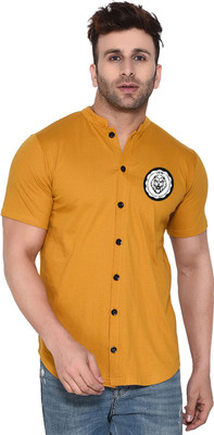 Blisstone Men Printed Casual Gold Shirt