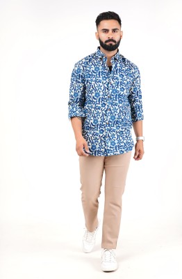 LH HANDICRAFTS Men Printed Casual Blue Shirt