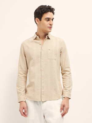 THE BEAR HOUSE Men Checkered Casual Beige Shirt