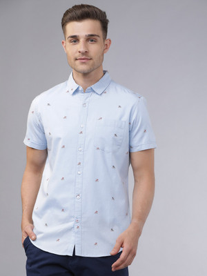 HIGHLANDER Men Printed Casual Light Blue Shirt