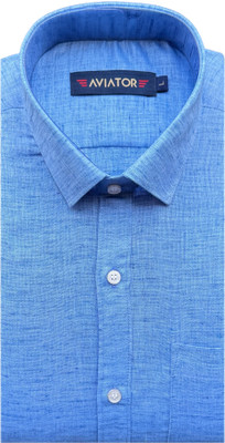 Aviators Men Self Design Formal Blue Shirt