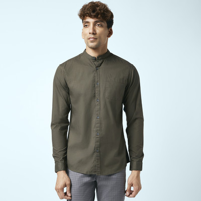 Byford by Pantaloons Men Solid Casual Dark Green Shirt