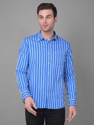 Canary London Men Striped Casual Light Blue, White Shirt