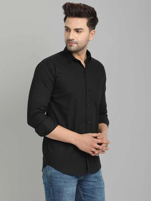 Saiha Men Solid Casual Black Shirt