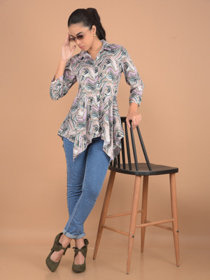 CRIMSOUNE CLUB Women Printed Casual Multicolor Shirt