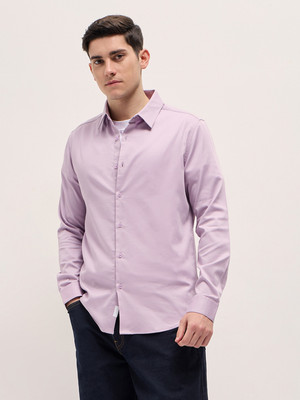 THE BEAR HOUSE Men Solid Casual Purple Shirt