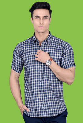 BlackLilly Men Checkered Casual Cream Shirt