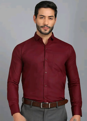JILANI TRADERS Men Solid Party Maroon Shirt
