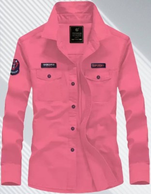 TorontoCN Men Solid Casual Pink Shirt