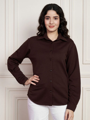 Moda Rapido Women Self Design Casual Black Shirt