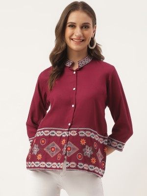 nwb Casual Embroidered Women Maroon Top