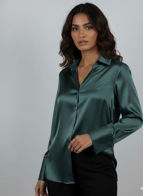 NG Fashion Women Solid Casual Dark Green Shirt
