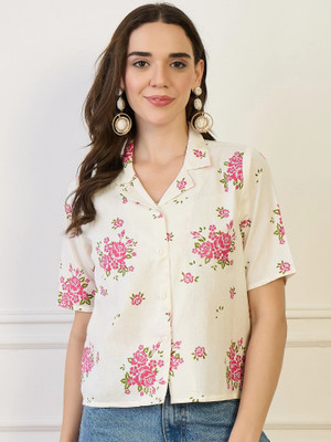 ZUMMER Women Floral Print Casual White Shirt