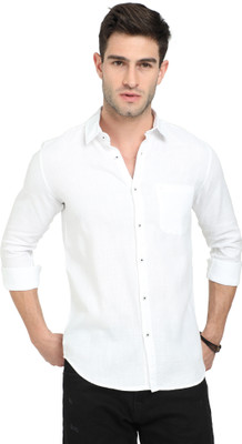 UNIFAV Men Solid Casual White Shirt