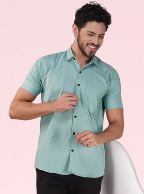 BASE 41 Men Self Design Casual Light Green Shirt