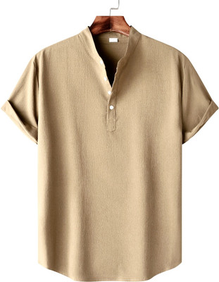 METRONAUT Men Solid Casual Beige Shirt