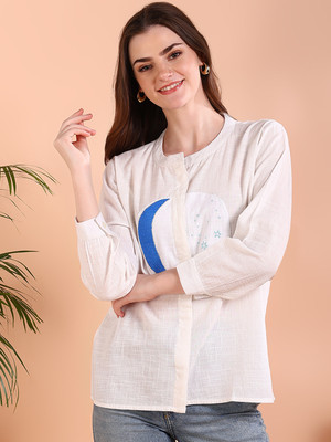 PinkTribe Women Solid Casual White Shirt