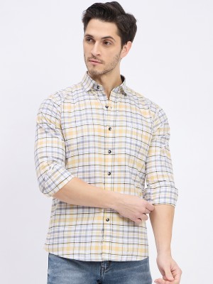 DUKE Men Checkered Casual Yellow, Blue Shirt