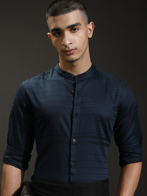 HIGHLANDER Men Self Design Casual Blue Shirt