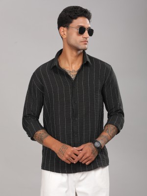 Paul Street Men Striped Casual Black Shirt