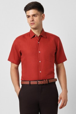 VAN HEUSEN Men Self Design Formal Red Shirt