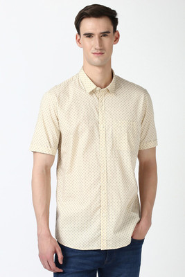 PETER ENGLAND Men Printed Casual Beige Shirt
