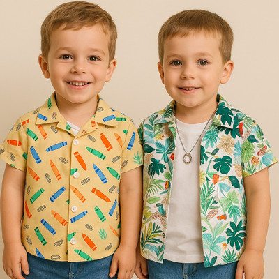 SHVFashion Boys Printed Casual Multicolor Shirt(Pack of 2)