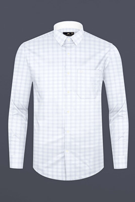 HOC Men Checkered Formal Blue Shirt