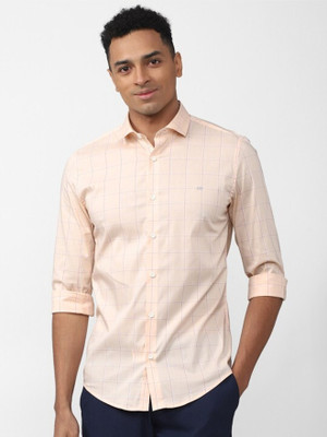 PETER ENGLAND Men Checkered Formal Pink Shirt